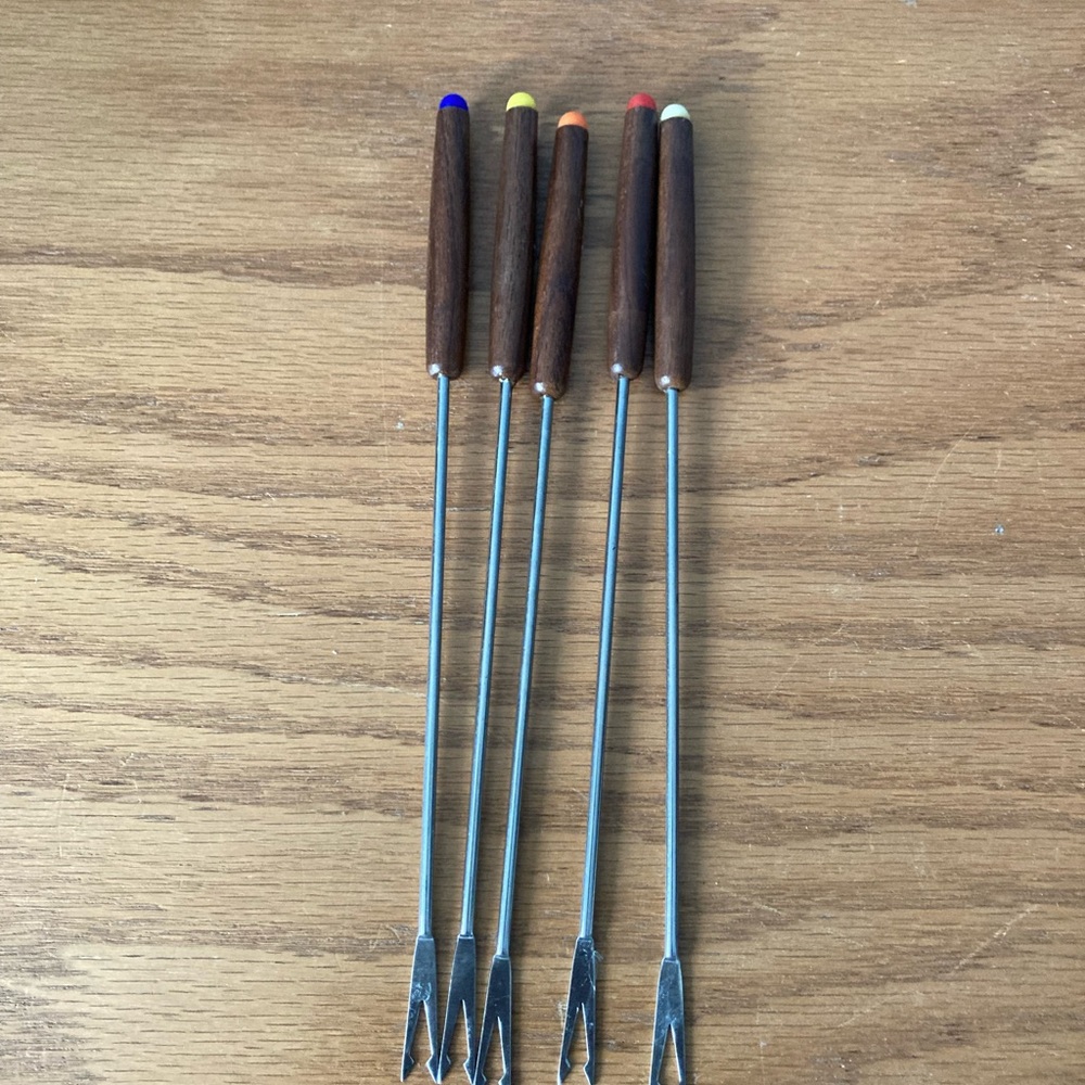 Set of 5 Fondue Forks with Color Tips